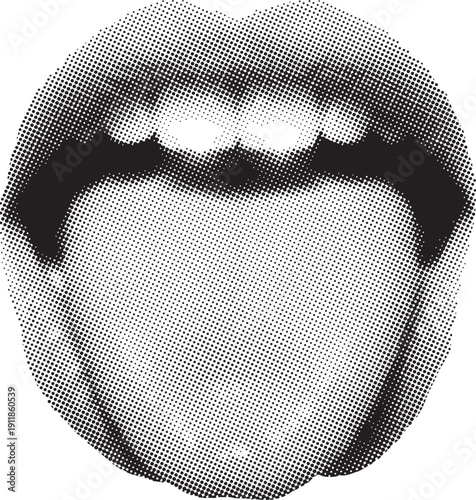 Halftone illustration of a tooth with dental features