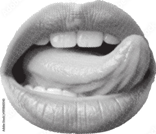 Halftone image of smiling mouth with teeth halftone effect dotted pattern