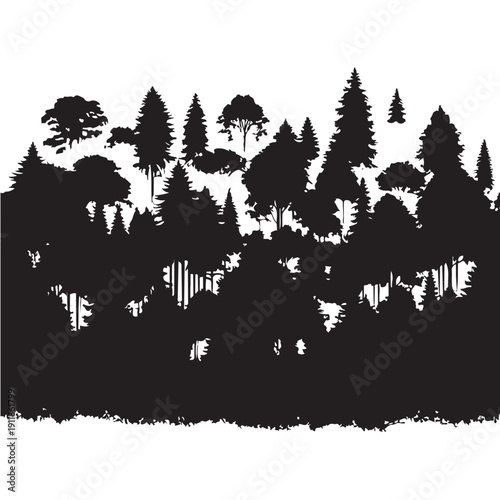 Black Forest protection Silhouette Vector, High Quality Illustration on White Background