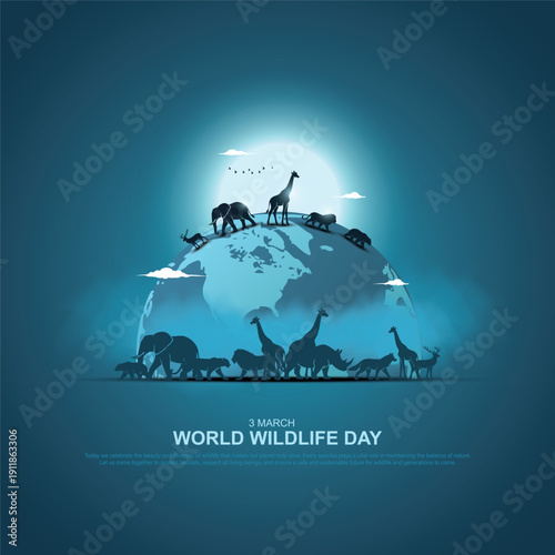 World Wildlife Day Vector Background Design Template.