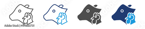 agricultural animal icon sheet multiple style