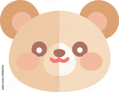 Cute cartoon bear face with blush cheeks and simple children's and playful branding, modern, minimal