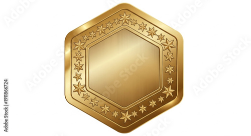 Golden Hexagonal Badge with Stars.
