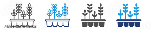 seedling trays icon sheet multiple style