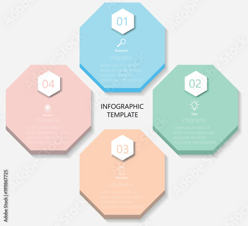 Business Infographic design template Vector with icons and 4 four options or steps. Creative element design with marketing icons. Vector illustration. 