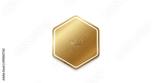 Golden Hexagon Badge Icon Logo.