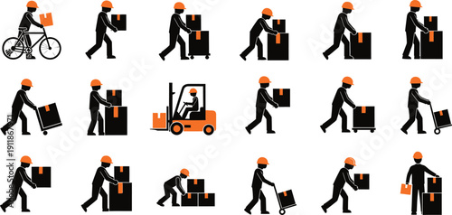 Infographic of a person transporting boxes in various ways