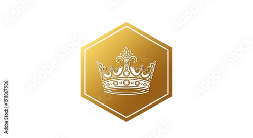 Golden Hexagon Badge with Crown.