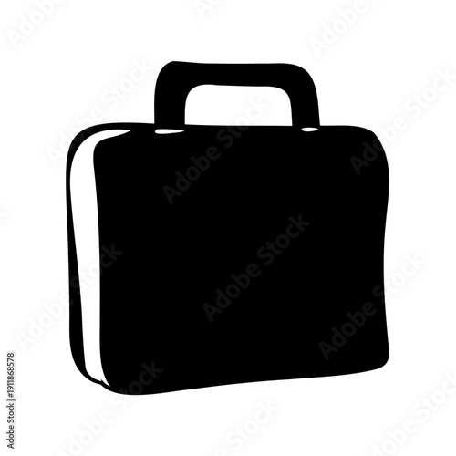 Isolated black briefcase with handle for business and documents on white