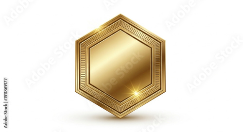 Golden Hexagon Mirror with Ornate Border.