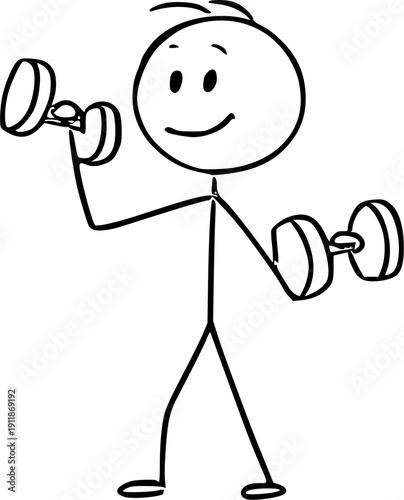 Stickman Character Holding Dumbbells for Workou
