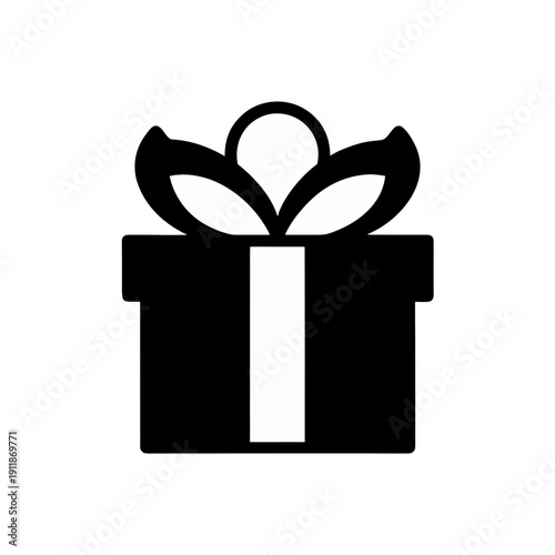 Simple black and white gift box with decorative ribbon bow on top