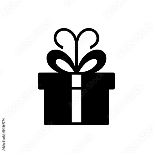 Elegant black gift box with decorative bow ribbon on top