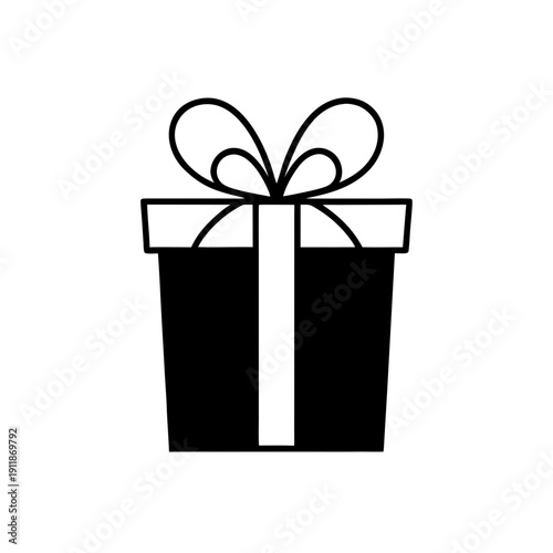 Elegant black gift box with decorative bow ribbon on top