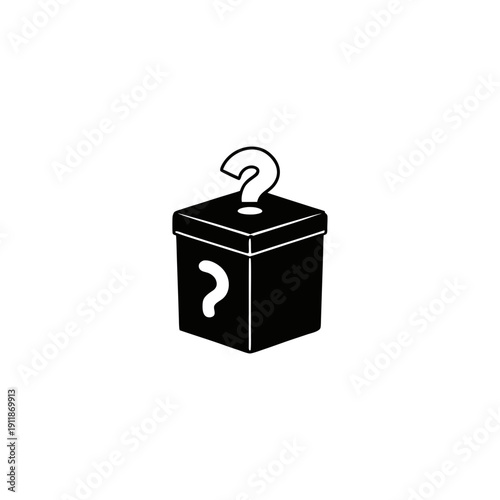 Mysterious question mark inside a vintage-style mailbox icon