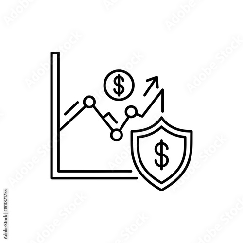 Financial Stress Test Icon Minimal Outline on White Background