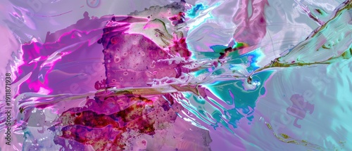 Colorful abstract pattern iridescent metallic color paint gloss ink gradient mix