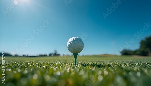 Golf ball with lawn background