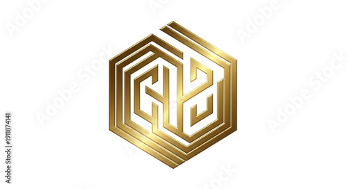 Golden Monogram Logo Design Element.