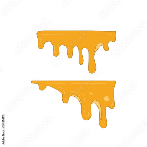 Melting cheese drip background. Smooth cheddar sauce pattern. Minimal liquid dairy splash texture for food design. Tasty snack topping abstract illustration wallpaper.