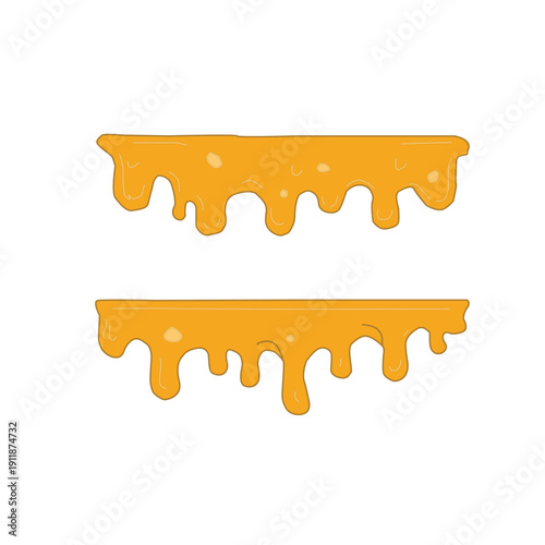 Melting cheese drip background. Smooth cheddar sauce pattern. Minimal liquid dairy splash texture for food design. Tasty snack topping abstract illustration wallpaper.