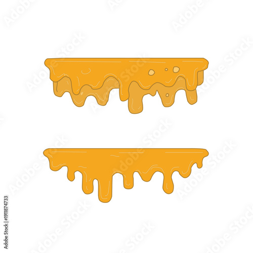 Melting cheese drip background. Smooth cheddar sauce pattern. Minimal liquid dairy splash texture for food design. Tasty snack topping abstract illustration wallpaper.