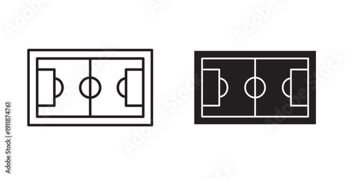 football field icon in black stroke and fill