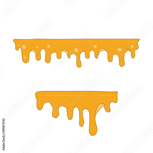 Melting cheese drip background. Smooth cheddar sauce pattern. Minimal liquid dairy splash texture for food design. Tasty snack topping abstract illustration wallpaper.