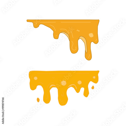 Melting cheese drip background. Smooth cheddar sauce pattern. Minimal liquid dairy splash texture for food design. Tasty snack topping abstract illustration wallpaper.
