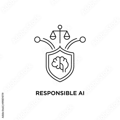 Responsible AI Ethics Icon on White Background