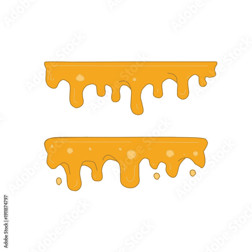 Melting cheese drip background. Smooth cheddar sauce pattern. Minimal liquid dairy splash texture for food design. Tasty snack topping abstract illustration wallpaper.