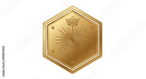 Golden Hexagonal Seal with Emblem.