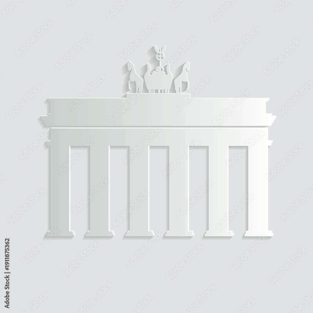 Fototapeta premium Brandenburg Gate Berlin Icon – Minimal Paper Cut Landmark Illustration