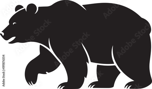 Grizzly bear or polar bear silhouette flat vector icon for animal wildlife apps and websites