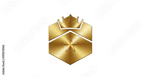 Golden Hexagonal Crown Logo Design.