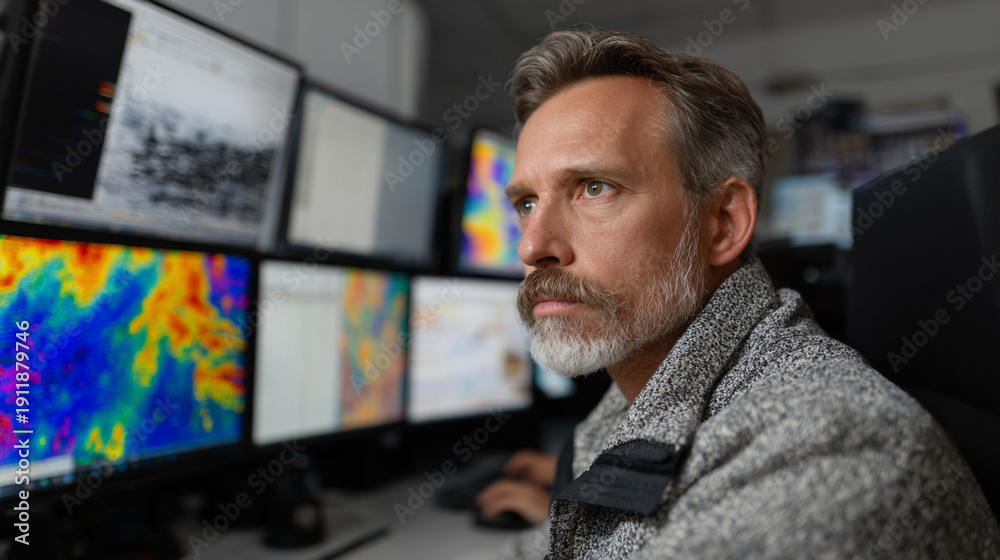 Fototapeta premium Researcher studying climate change data.