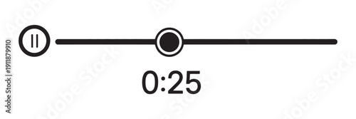 Audio Video Play Bar Vector Icon, Play and Pause Buttons, Editable Stroke, Media Player Control, Music and Video UI Illustration