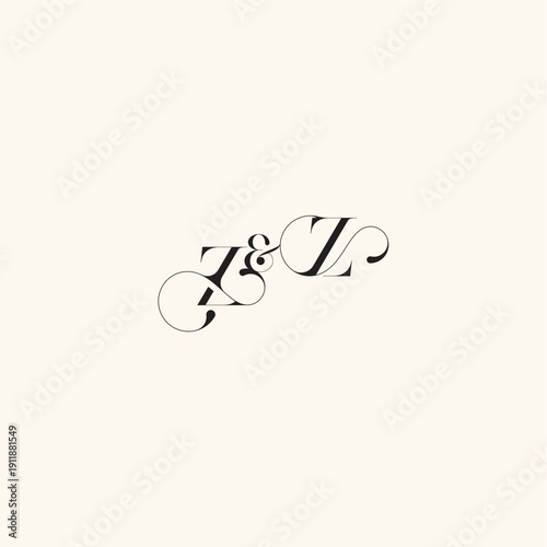 ZZ letter elegancy and beauty in one look wedding caligraphic logo with monogram concept