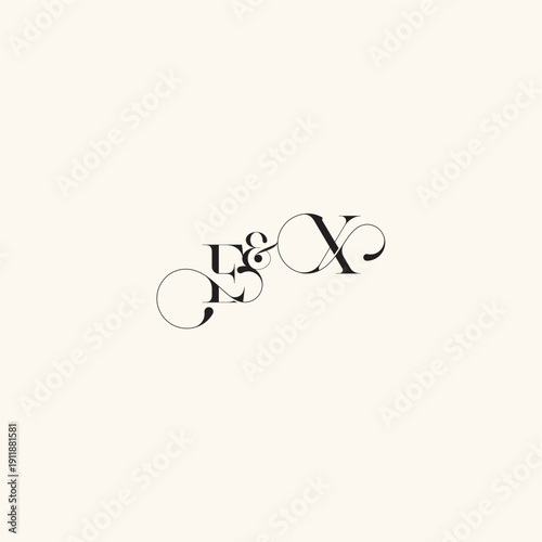 XE letter elegancy and beauty in one look wedding caligraphic logo with monogram concept