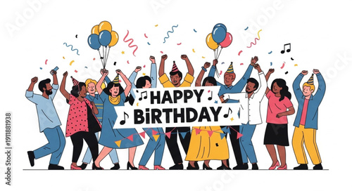 Happy Birthday Celebration with People.