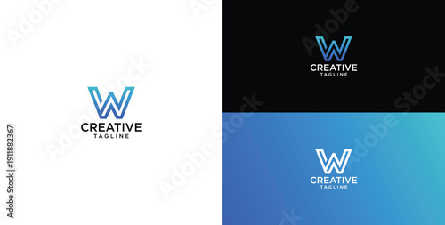 Digital technology logo icon vector. W initial logo design.