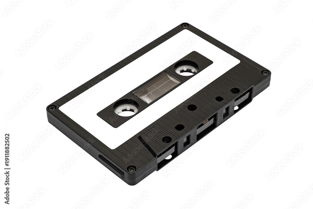 Fototapeta premium old audio cassette isolated on white with clipping path