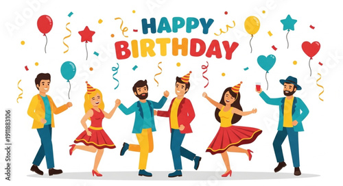 Happy Birthday Celebration with People.