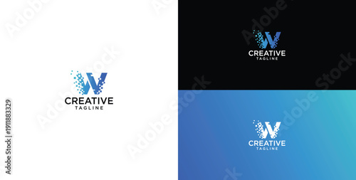 Digital technology logo icon vector. W initial logo design.