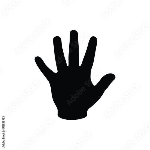 Child Hand Silhouette Vector. Small Kid Hand Black Silhouette. Little Fingers Outline Clip Art Illustration.