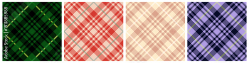 Set of gingham plaid seamless pattern. Abstract vector illustration