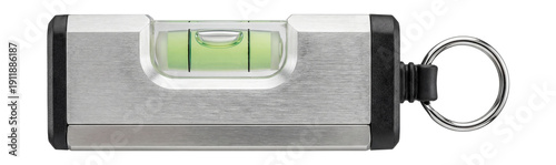 Magnetic pocket level with a keychain attachment.