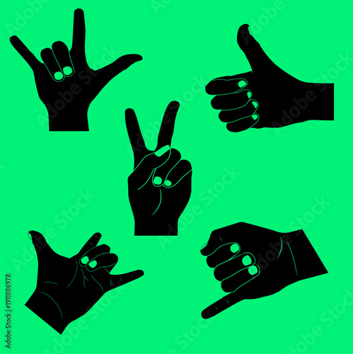 vector illustration of various attitudes expressed with hands and fingers