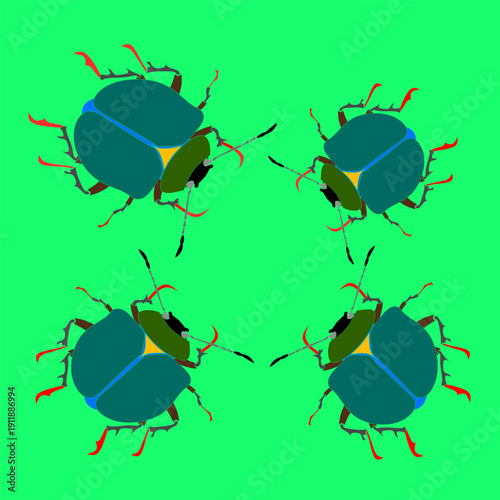 vector illustration of a collection of beetles and insects