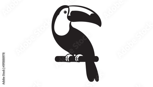 black color toucan bird set of silhouette vector illustration, solid white background